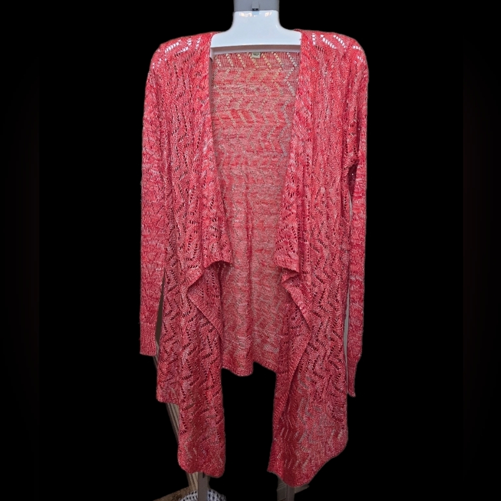 ONE WORLD Orange Heathered Knit Cardigan